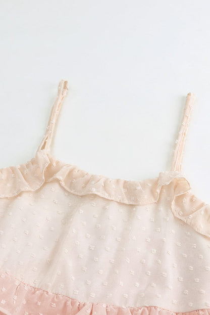 Pink Gradient Swiss Dot Ruffle Mini Dress