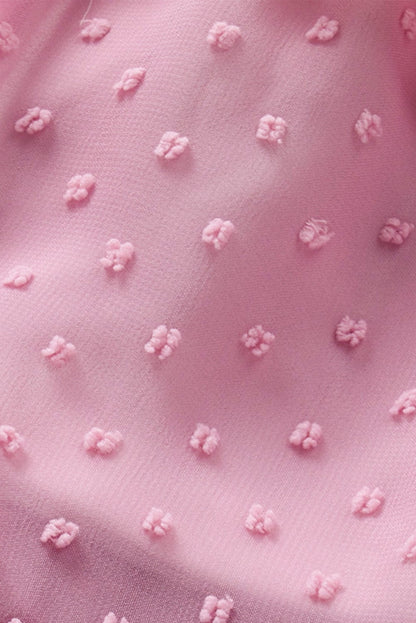 Pink Gradient Swiss Dot Ruffle Mini Dress