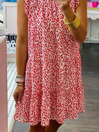 Pink Leopard Lace Detail Sleeveless Mini Dress