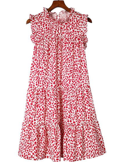 Pink Leopard Lace Detail Sleeveless Mini Dress