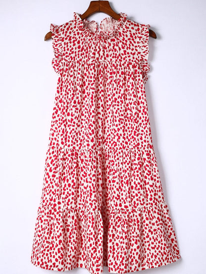 Pink Leopard Lace Detail Sleeveless Mini Dress