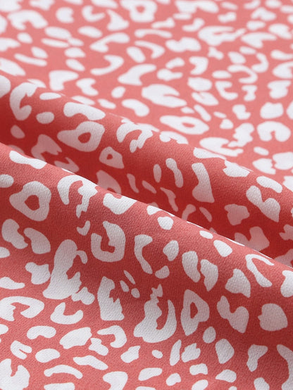 Pink Leopard Print Frill Sleeve Tee