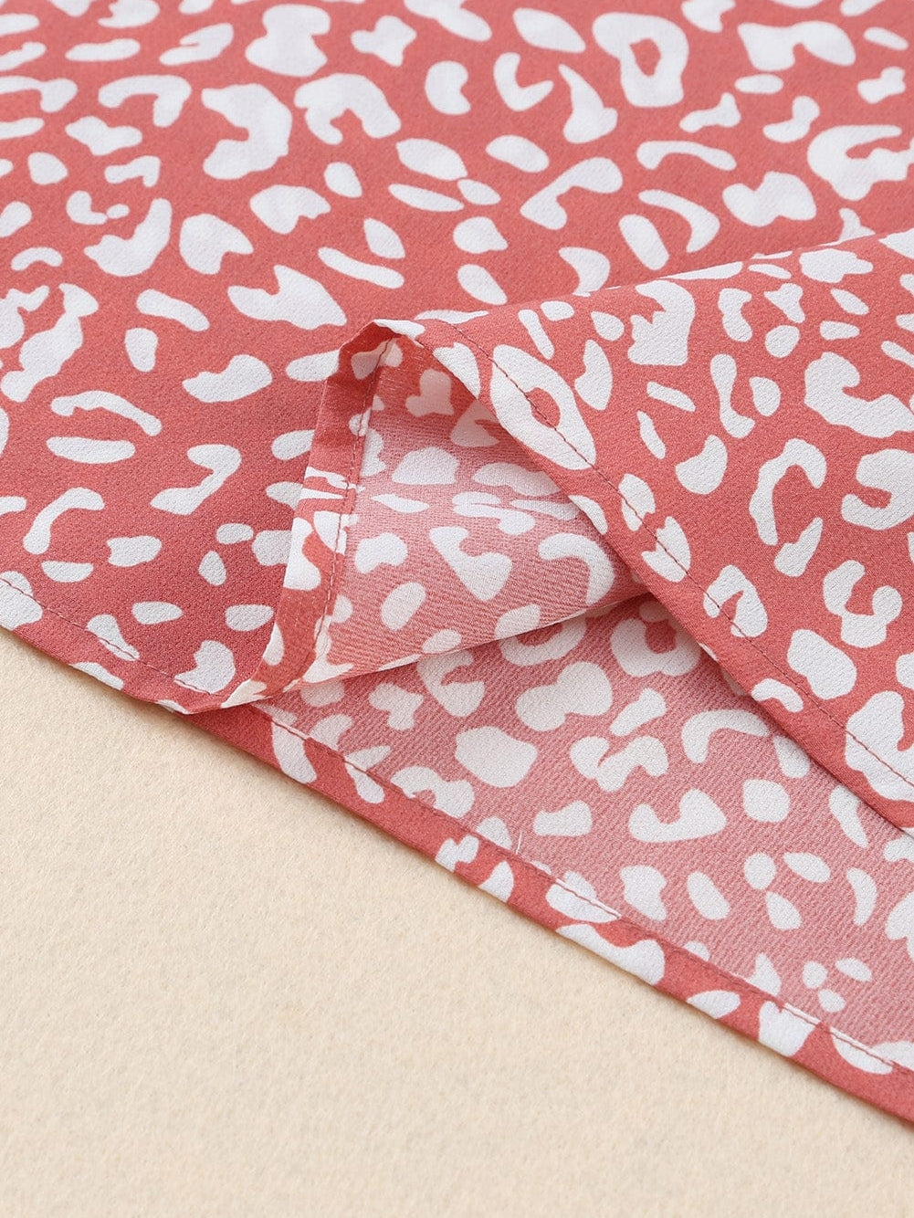 Pink Leopard Print Frill Sleeve Tee