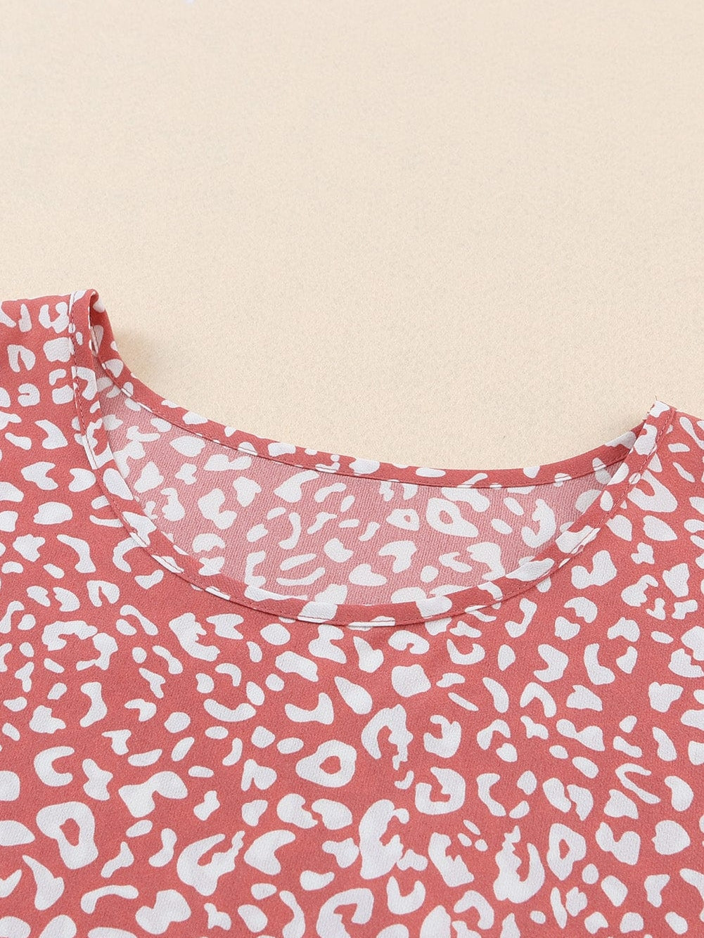 Pink Leopard Print Frill Sleeve Tee