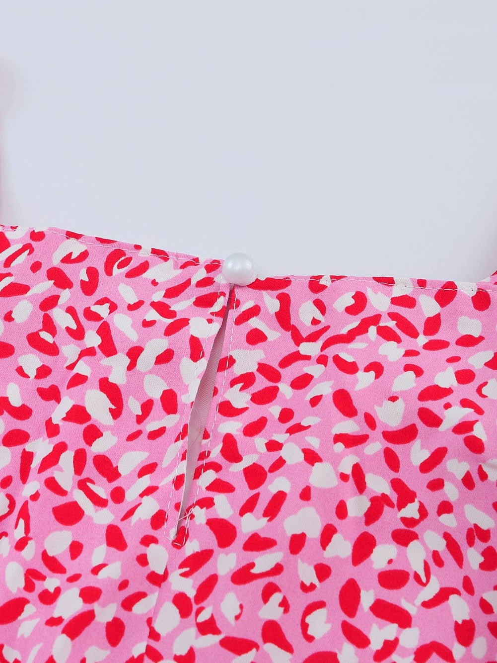 Pink Leopard Print Sleeveless Mini Dress with Waist Tie - Elegant Summer Shift Dress with High Waist and Spaghetti Straps