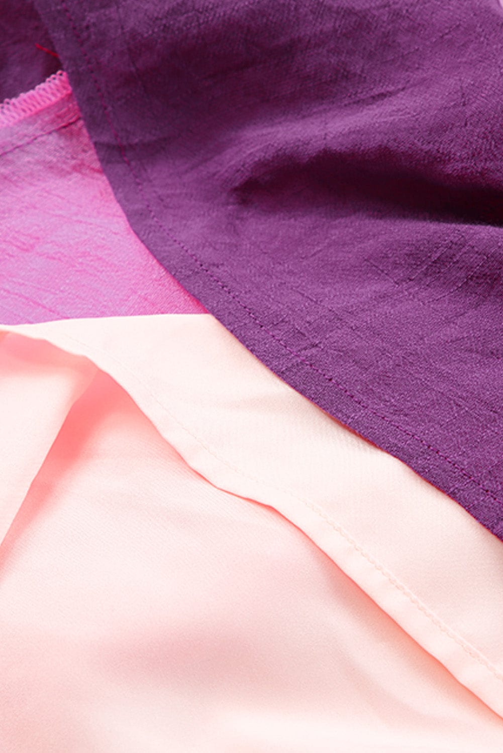 Pink Ombre Colorblock Tiered Mini Dress with Flirty V-Neck