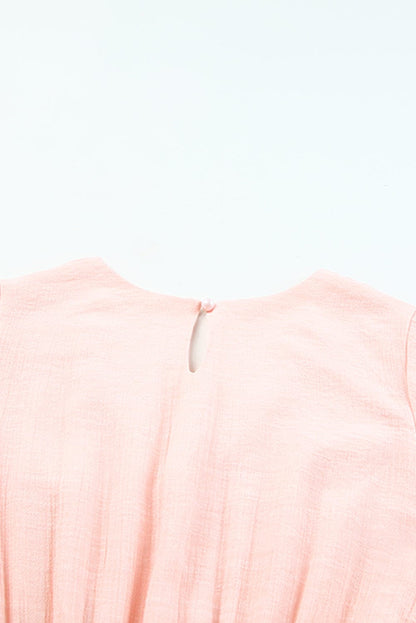 Pink Ombre Colorblock Tiered Mini Dress with Flirty V-Neck