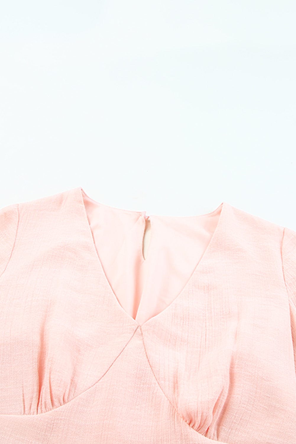 Pink Ombre Colorblock Tiered Mini Dress with Flirty V-Neck