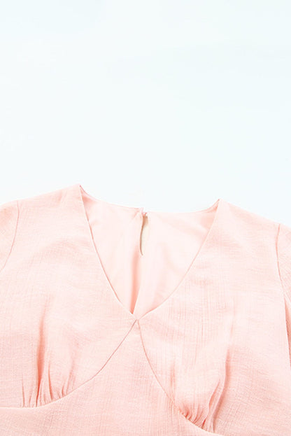 Pink Ombre Colorblock Tiered Mini Dress with Flirty V-Neck