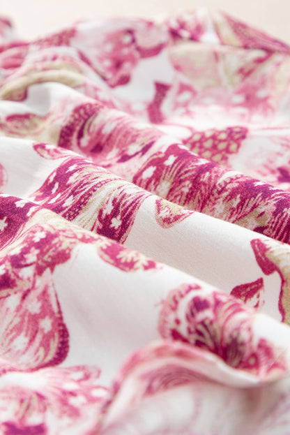 Pink Pitaya Floral Halterneck Peplum Top with Hollowed Out Design