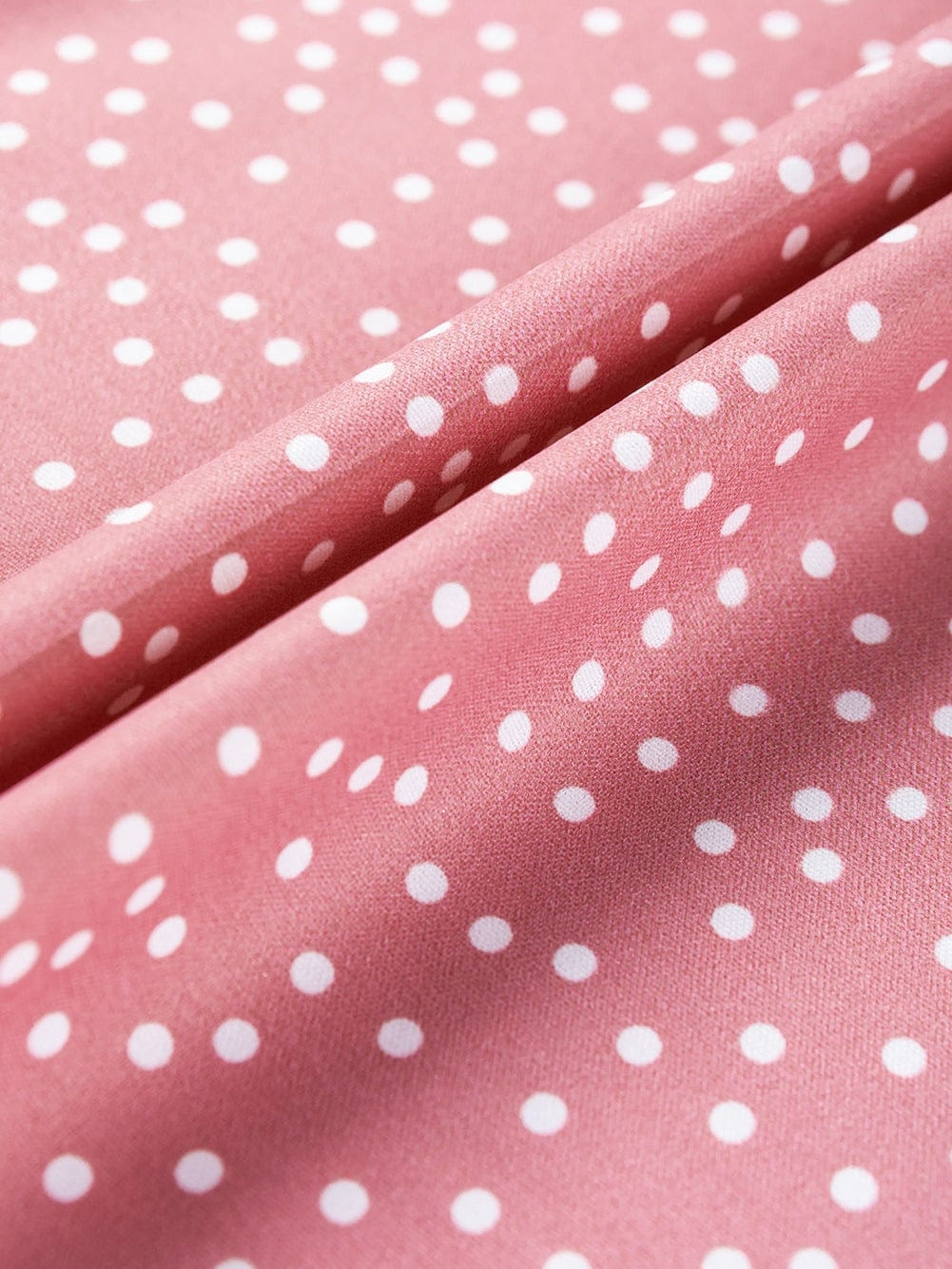 Pink Polka Dot Flutter Sleeve Frilled Neck Elegant Blouse