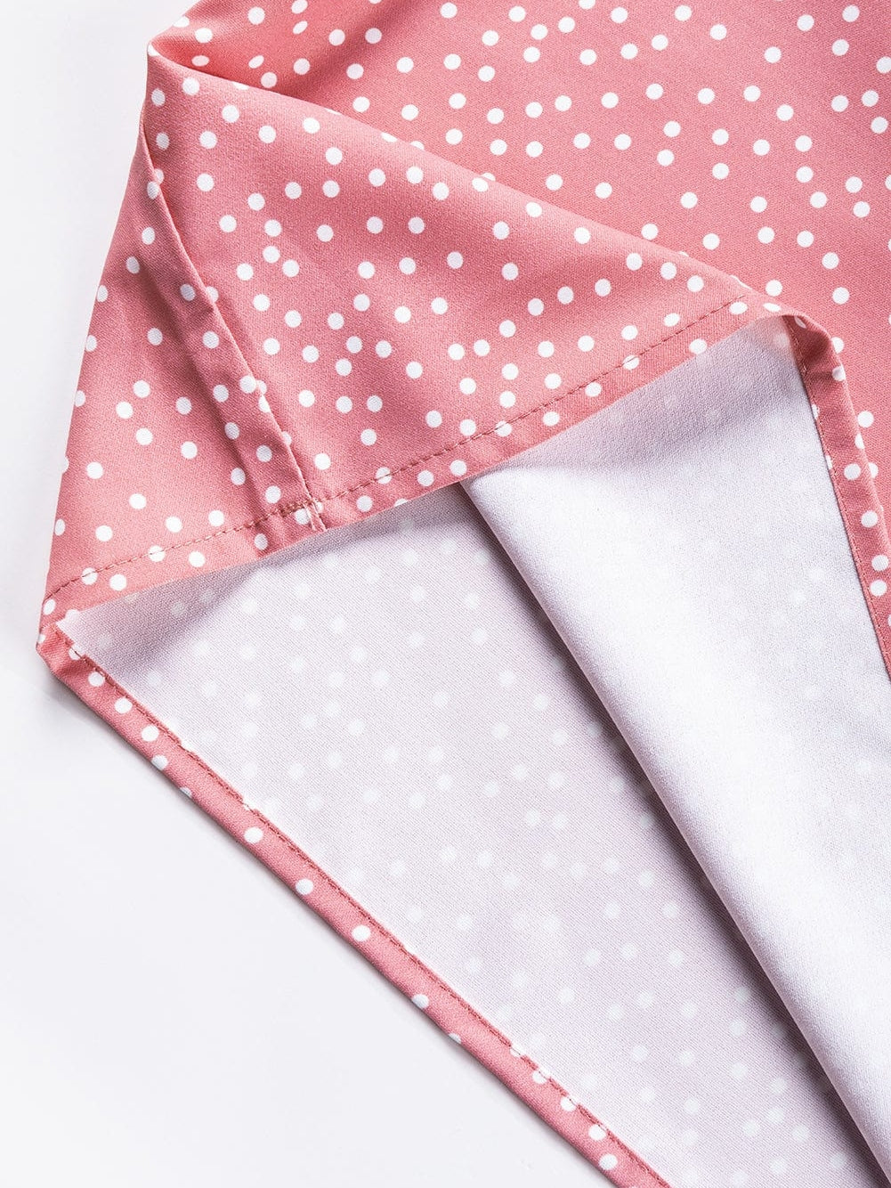 Pink Polka Dot Flutter Sleeve Frilled Neck Elegant Blouse