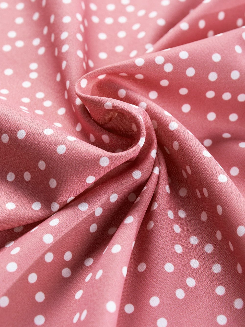 Pink Polka Dot Flutter Sleeve Frilled Neck Elegant Blouse