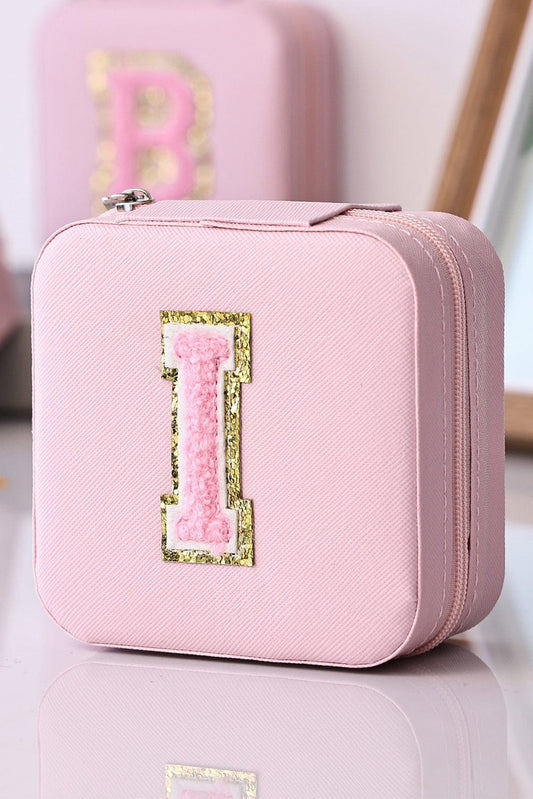 Pink Portable Initial Jewelry Box