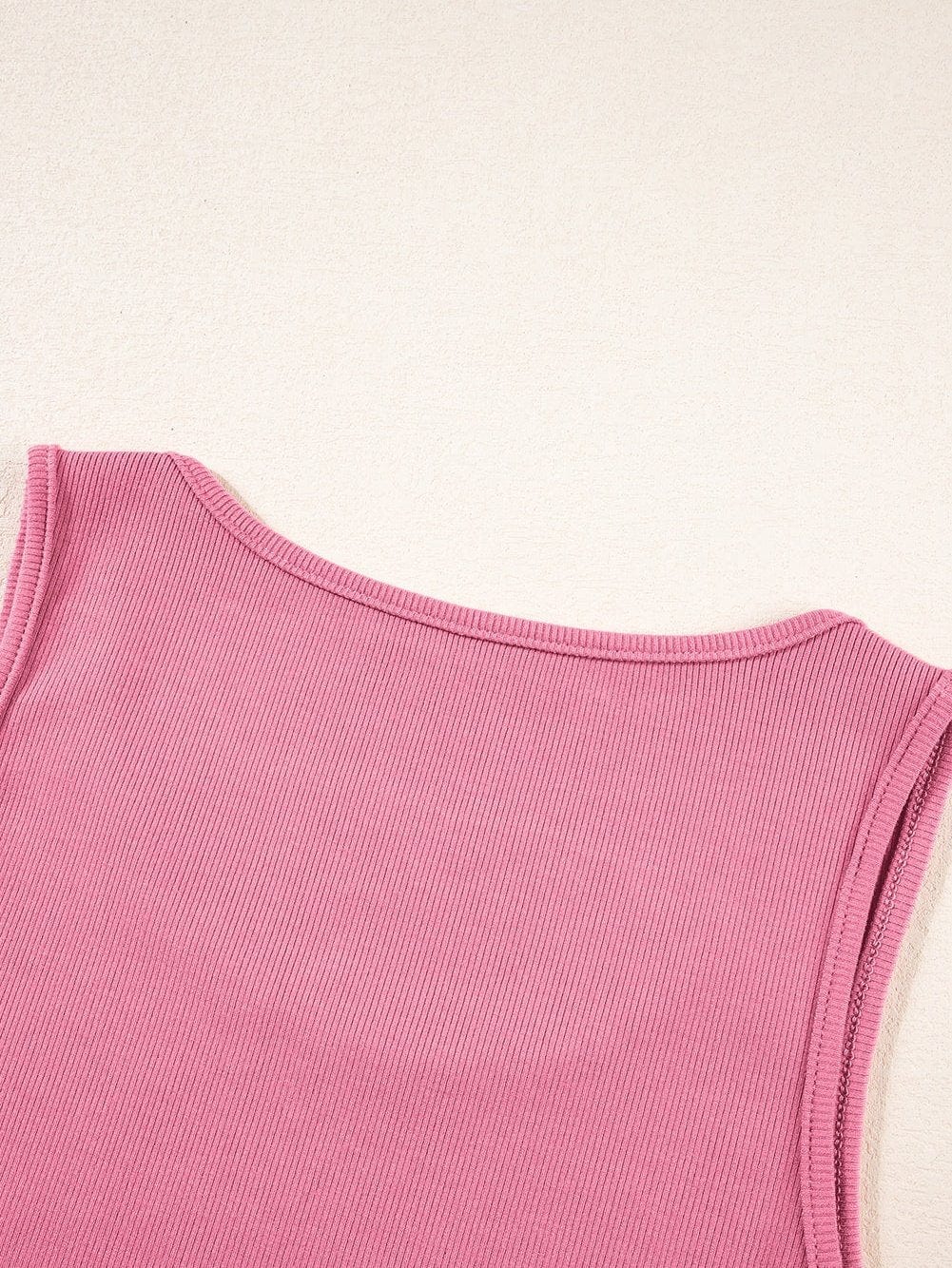 Pink Ribbed Sleeveless Crop Top and Wide Leg Pants Set