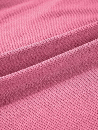 Pink Ribbed Sleeveless Crop Top and Wide Leg Pants Set