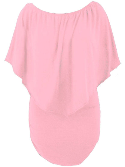 Pink Ruffle Layered Mini Poncho Dress with Versatile Styling