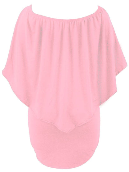 Pink Ruffle Layered Mini Poncho Dress with Versatile Styling