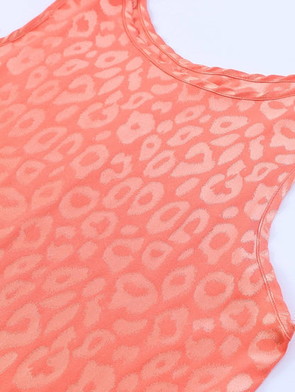 Pink Satin Leopard Print Tank Top