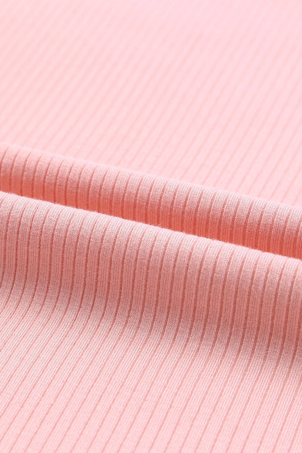 Pink Sheer Mesh Sleeve Ribbed Knit Top