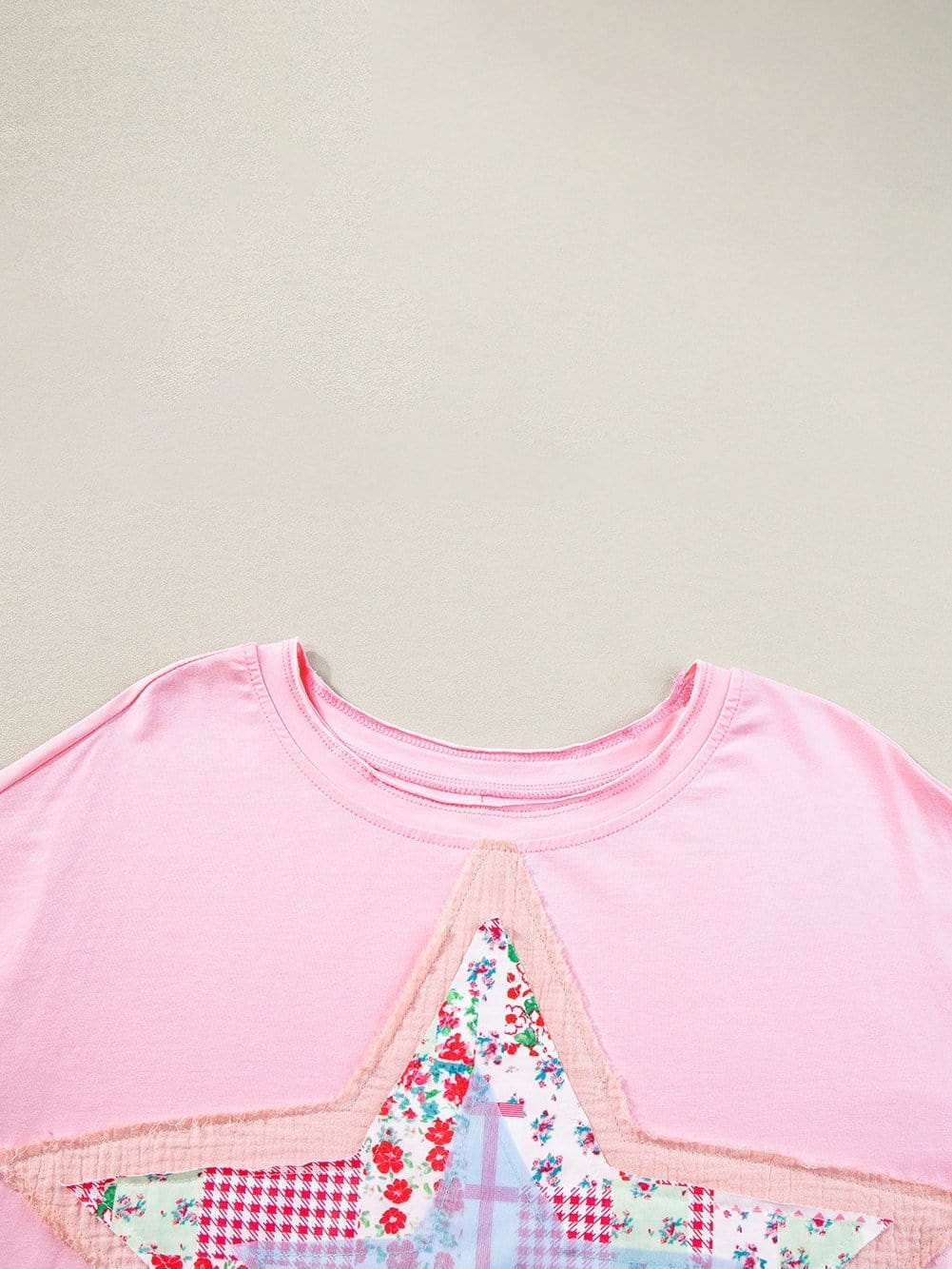Pink Star Patchwork Relaxed Fit Tee