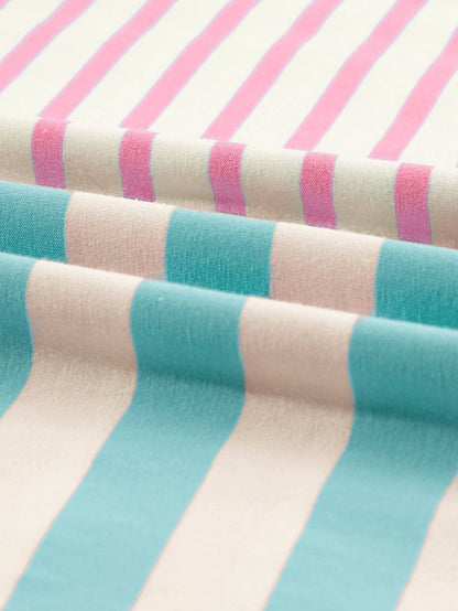 Pink Striped Color Block Oversized Tee