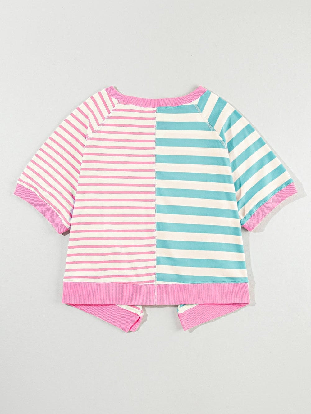 Pink Striped Color Block Oversized Tee