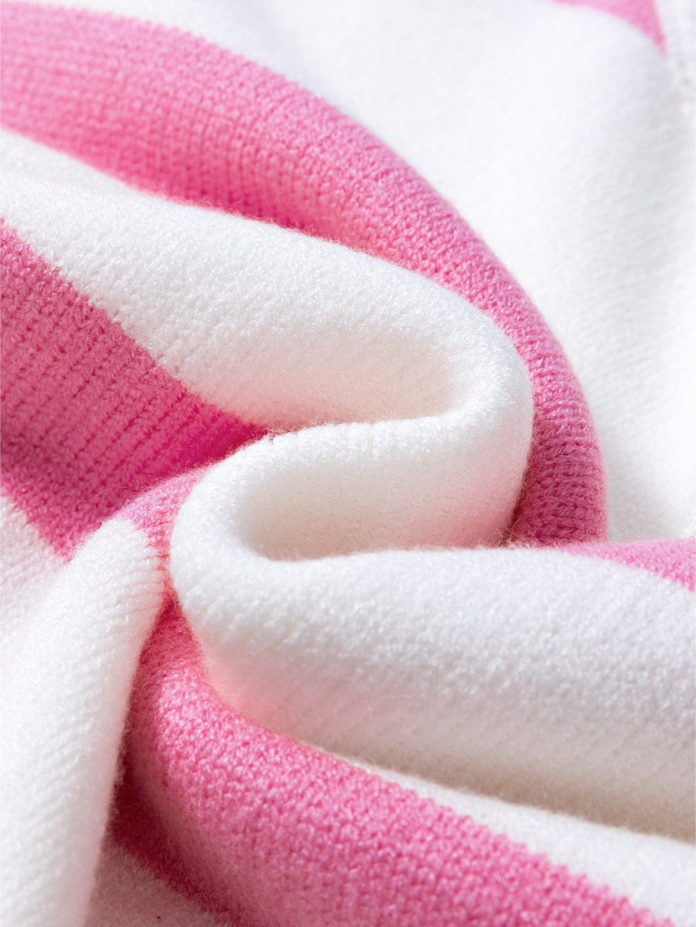 Pink Striped Drop Shoulder Short Sleeve Knit Top