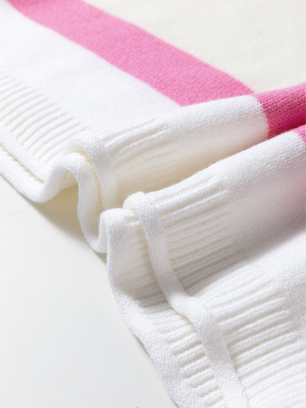 Pink Striped Drop Shoulder Short Sleeve Knit Top