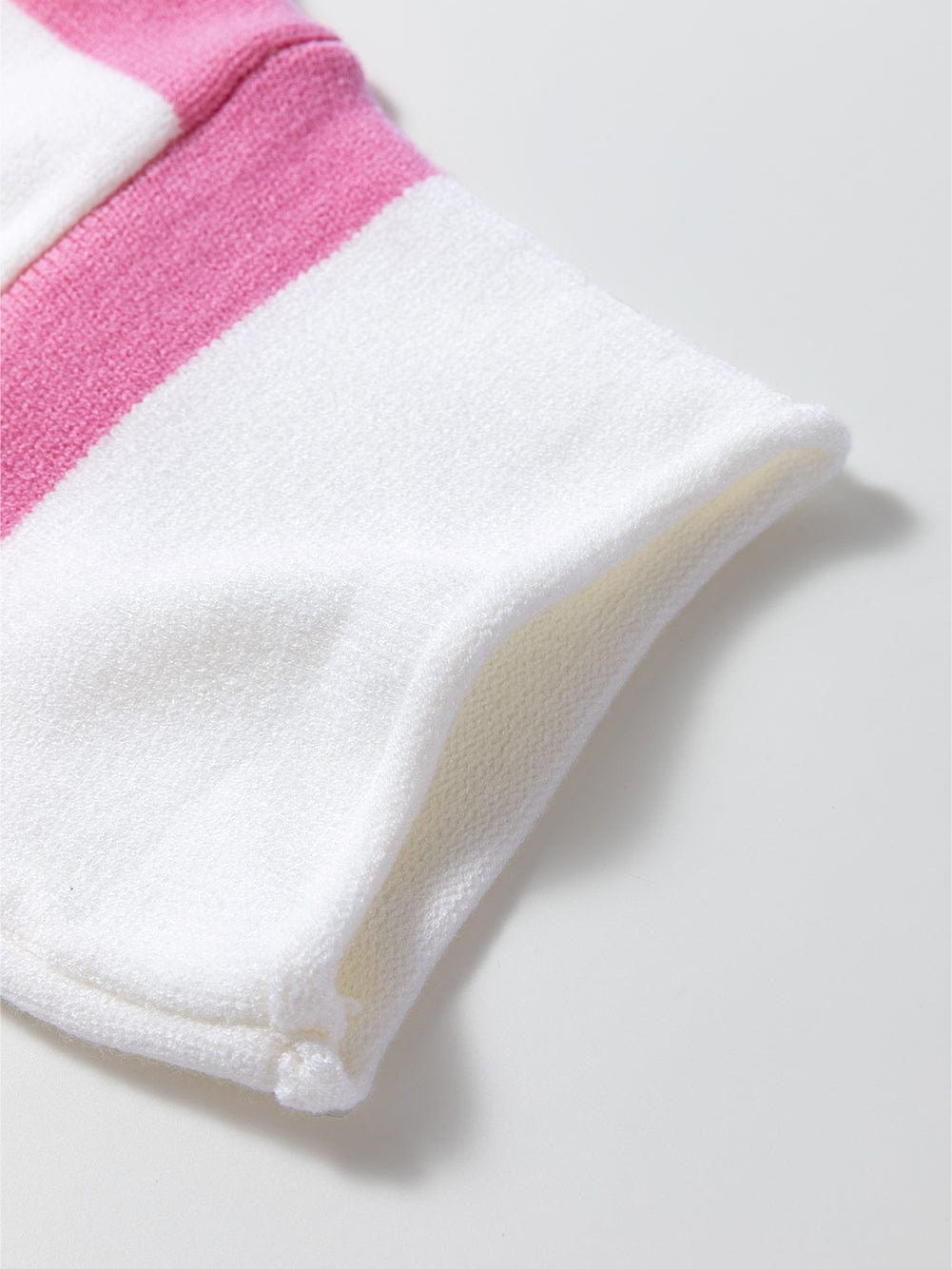 Pink Striped Drop Shoulder Short Sleeve Knit Top