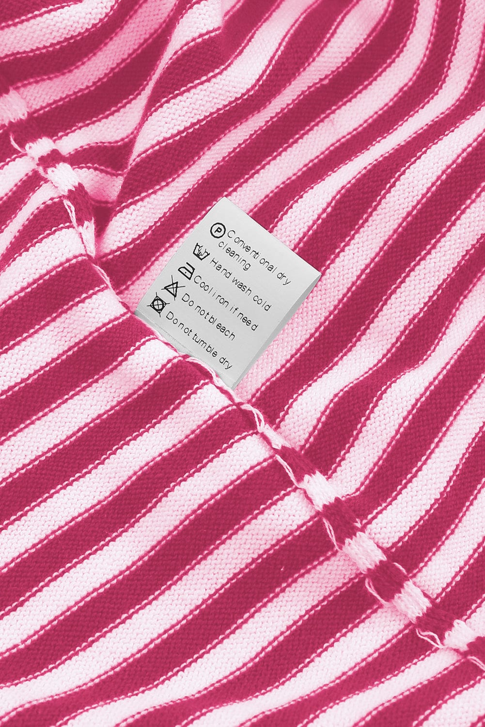 Pink Striped Drop Shoulder Sweater with Contrast Trim