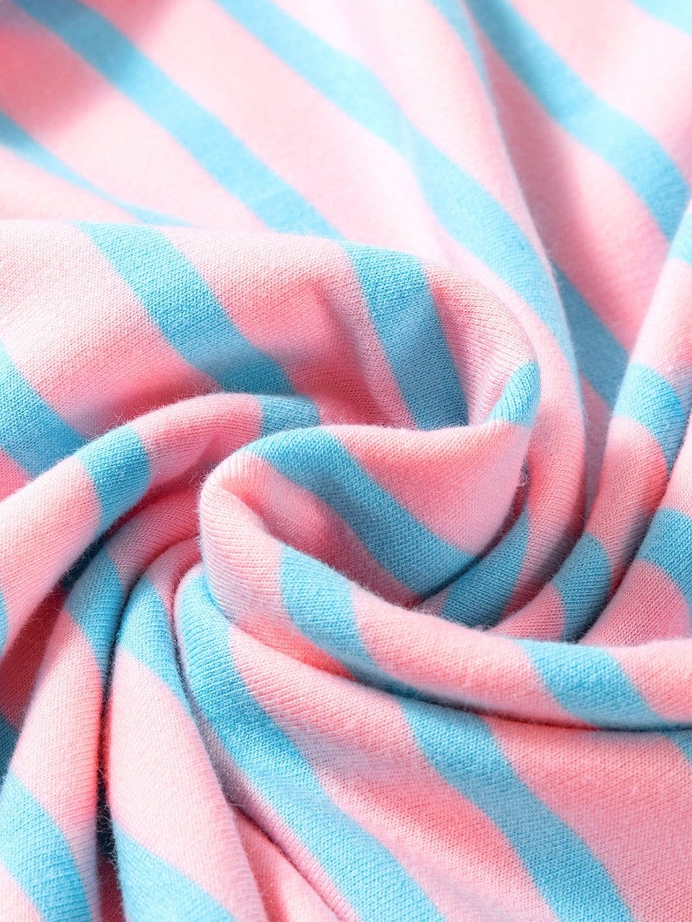 Pink Striped High Low T-Shirt with Exposed Seams and Contrast Trim