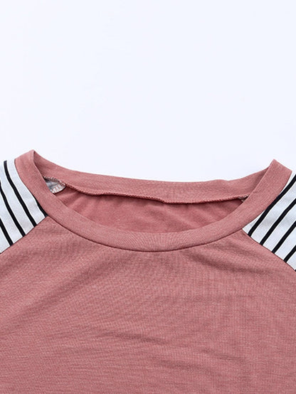 Pink Striped Leopard Patchwork Knee-Length Shift Dress