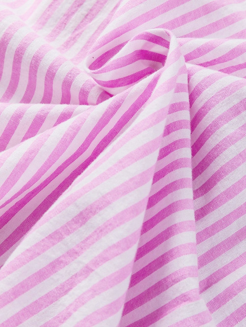 Pink Striped Patchwork Ruffle Hem Button-down Blouse