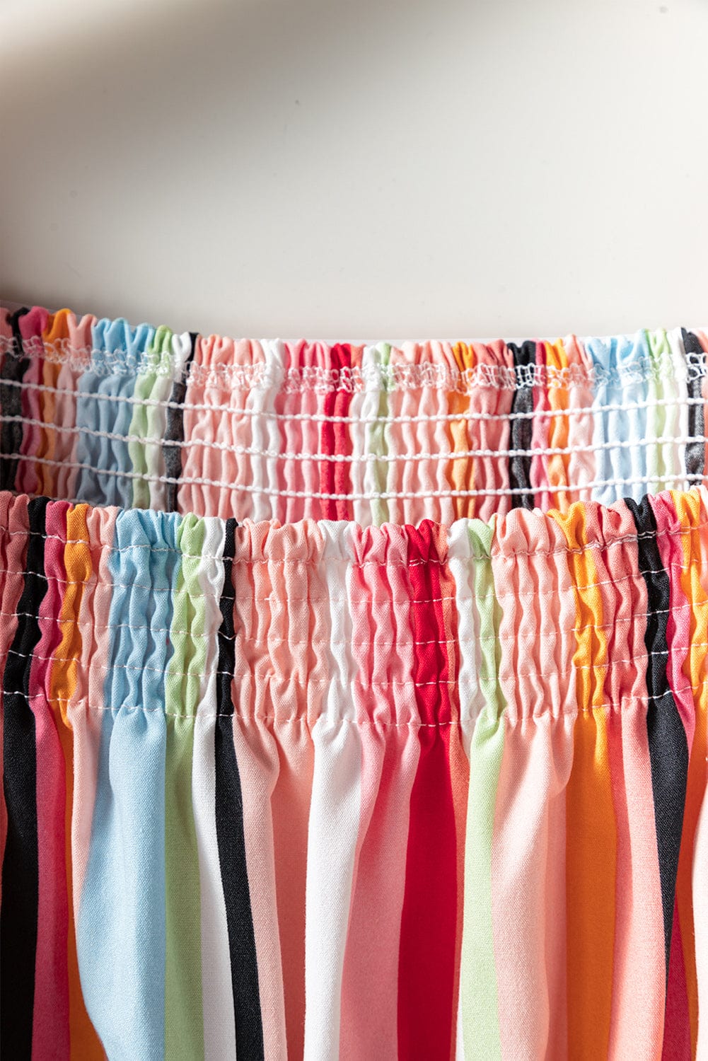 Pink Striped Ruffle Sleeve A-Line Maxi Dress