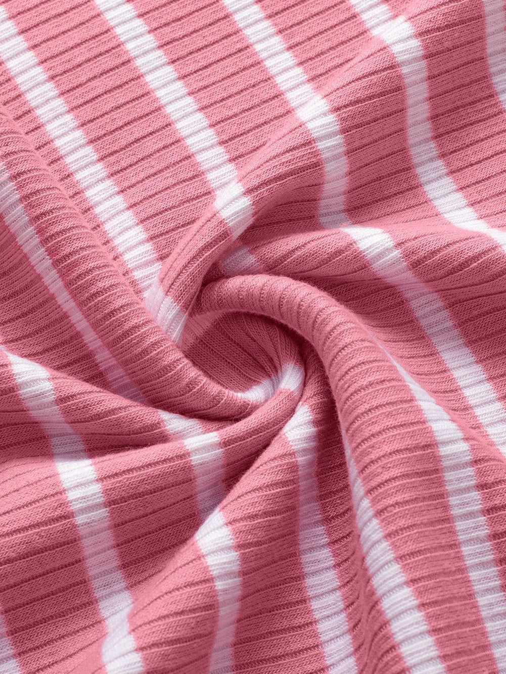 Pink Striped Sleeveless Round Neck Top with Colorblock Detail