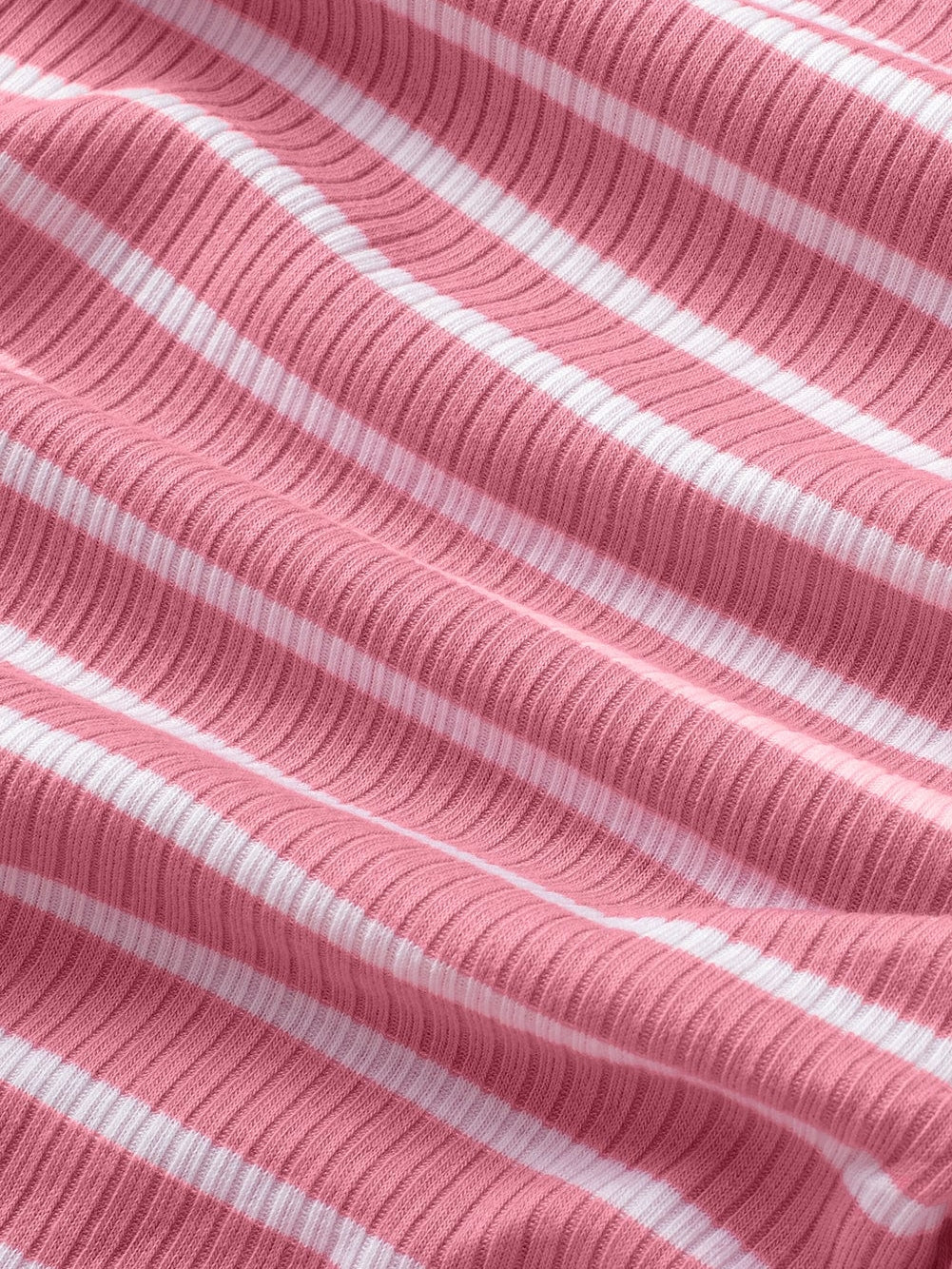 Pink Striped Sleeveless Round Neck Top with Colorblock Detail