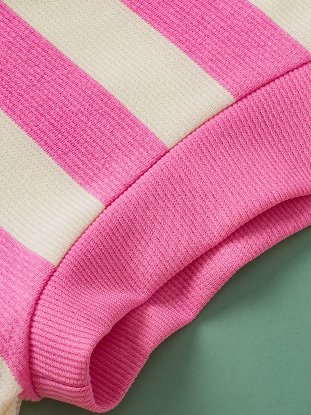 Pink Striped V Neck Collared Cap Sleeve Blouse