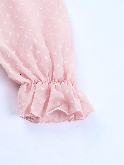 Pink Swiss Dot Layered Ruffle Mini Dress with Open Back