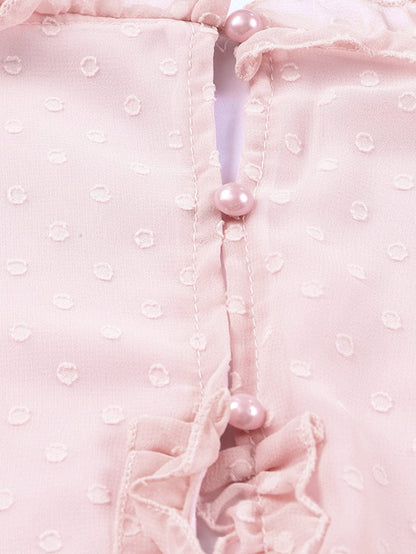 Pink Swiss Dot Layered Ruffle Mini Dress with Open Back