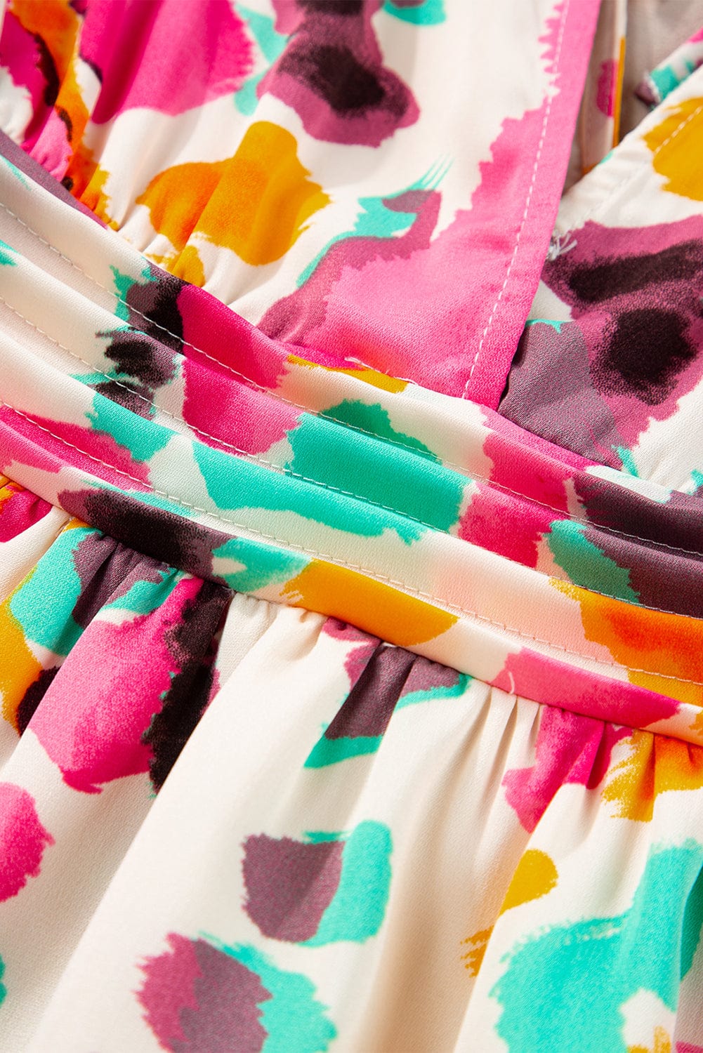 Pink Tie-Dye V Neck Maxi Dress with Bohemian Flair