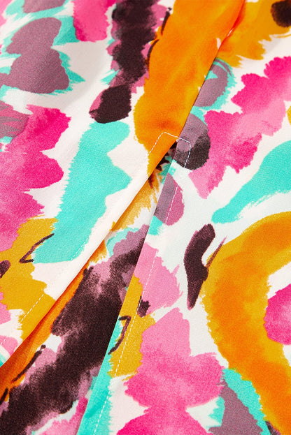 Pink Tie-Dye V Neck Maxi Dress with Bohemian Flair