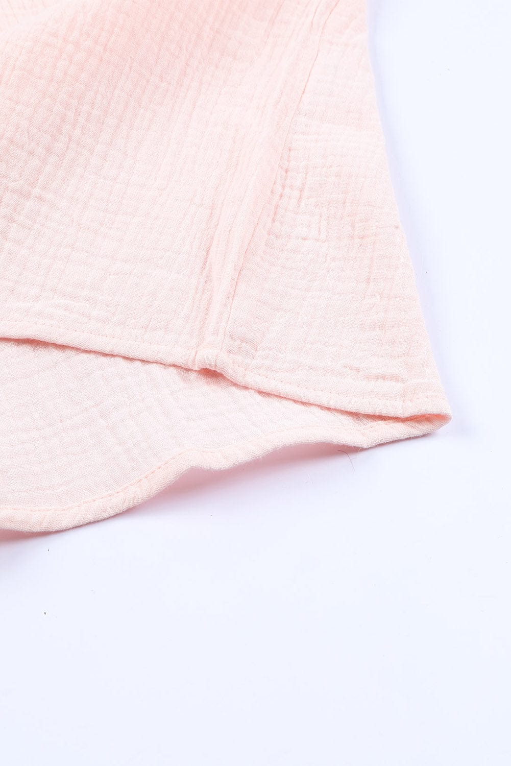 Pink Tiered Ruffled Cotton Linen Blouse