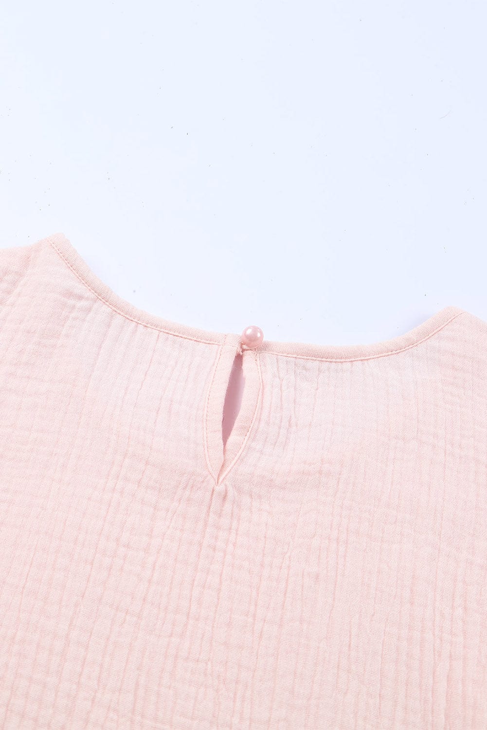 Pink Tiered Ruffled Cotton Linen Blouse