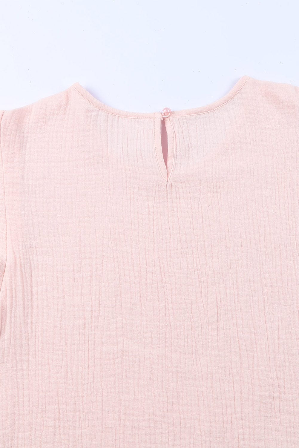 Pink Tiered Ruffled Cotton Linen Blouse