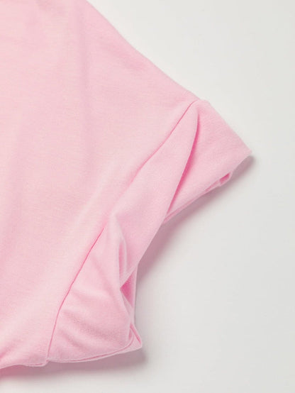 Pink V Neck Maxi T-shirt Dress with Hidden Pocket Splits