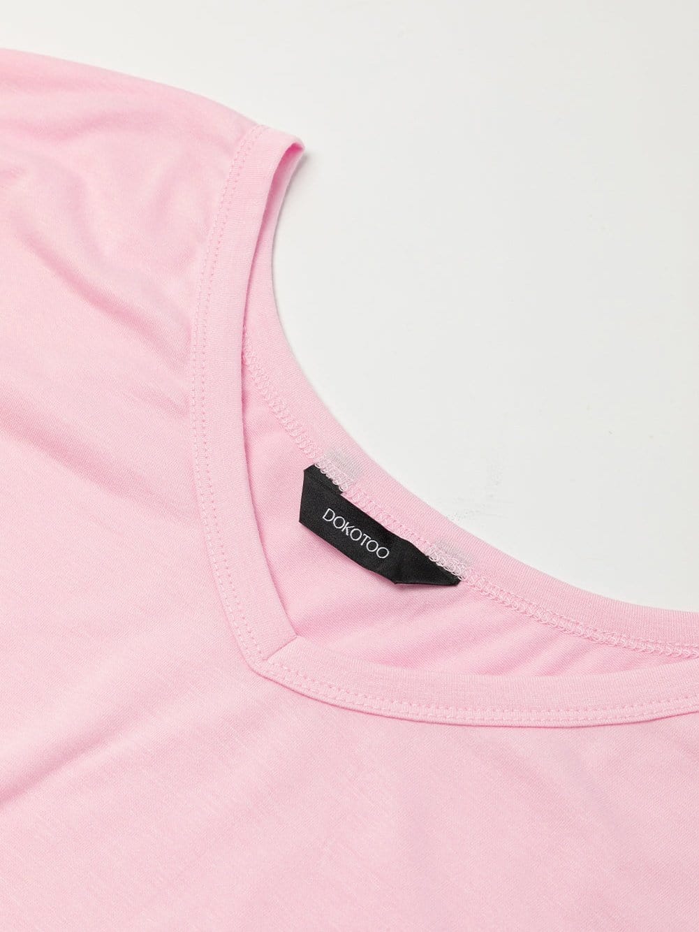 Pink V Neck Maxi T-shirt Dress with Hidden Pocket Splits