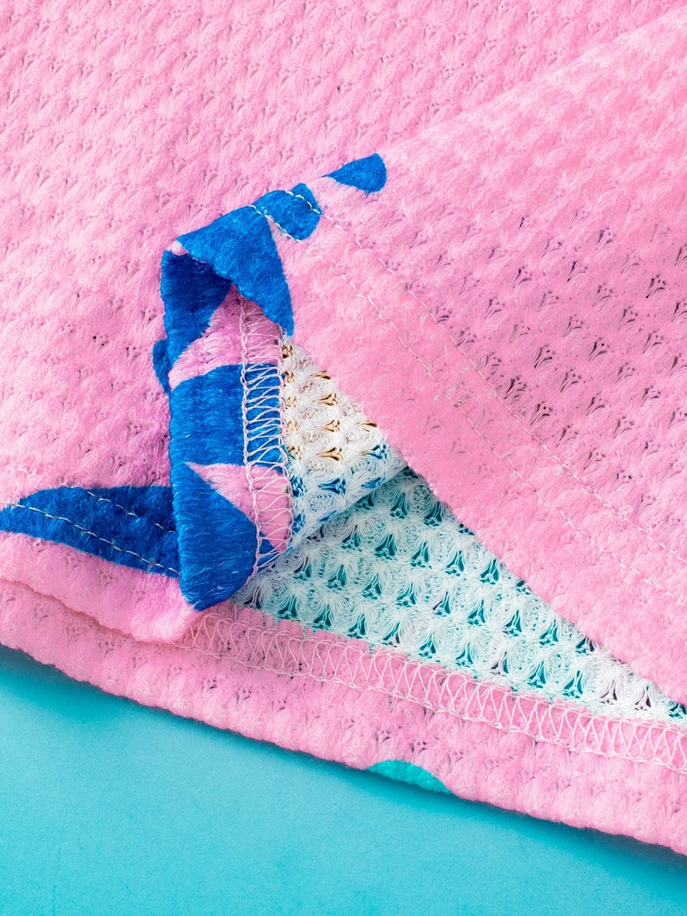 Pink Waffle Knit Floral Print Puff Sleeve T-Shirt with Southern Belle Style