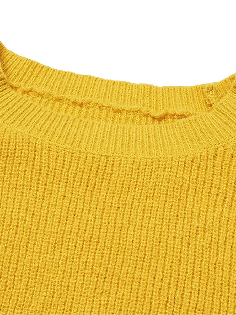Women's Pullover Sweater Jumper Crew Neck Ribbed Knit Polyester Oversized Fall Winter Regular Daily Going out Weekend Stylish Casual Soft Long Sleeve Solid Color Black Yellow Navy Blue S M L