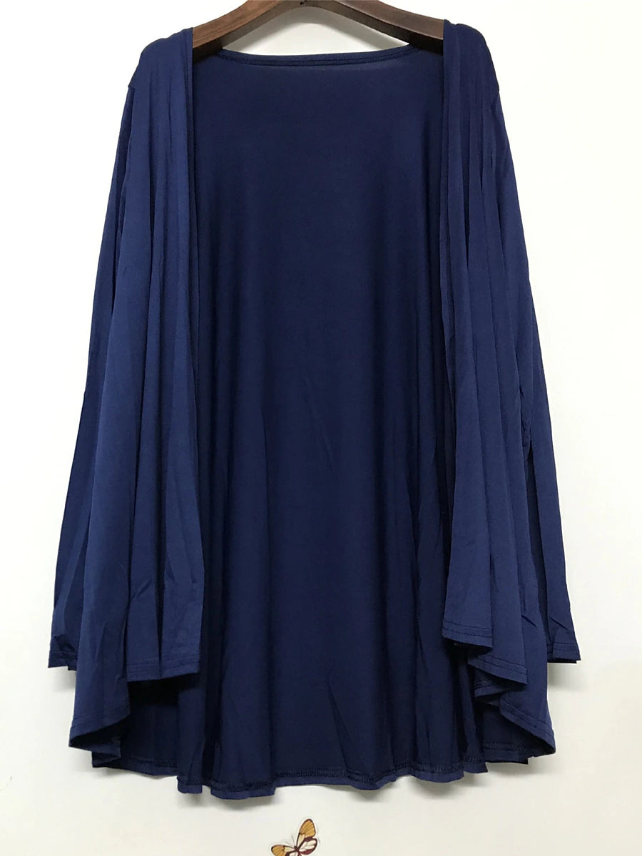 Women's Cardigan Sweater Open Front Ribbed Knit Polyester Oversized Fall Winter Daily Going out Weekend Stylish Casual Soft Long Sleeve Solid Color Black White Navy Blue M L XL